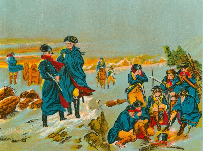 Washington och Lafayette vid Valley Forge av English School