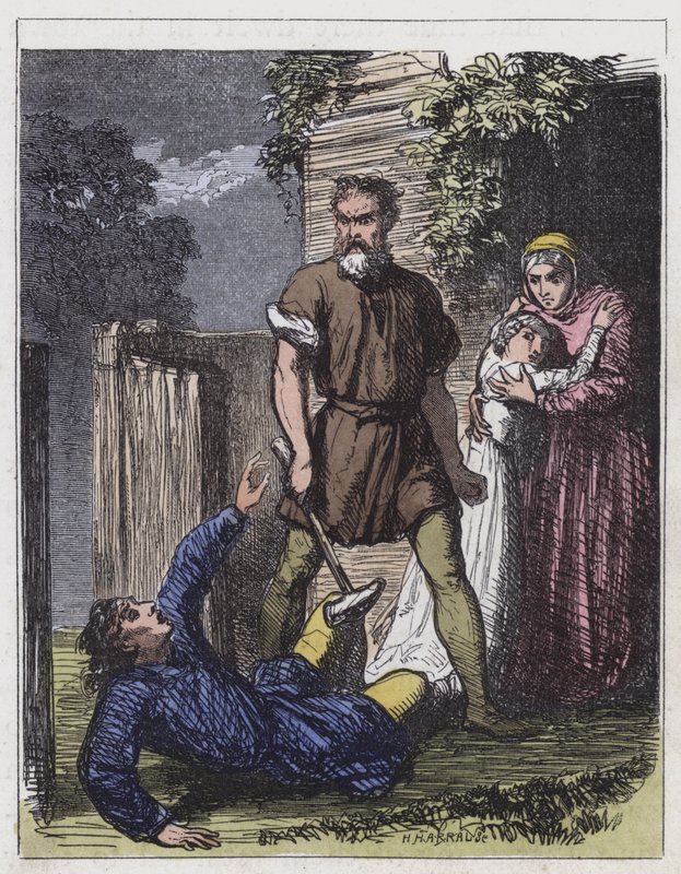 Wat Tyler and the Tax-Gatherer (färgad gravyr) av English School