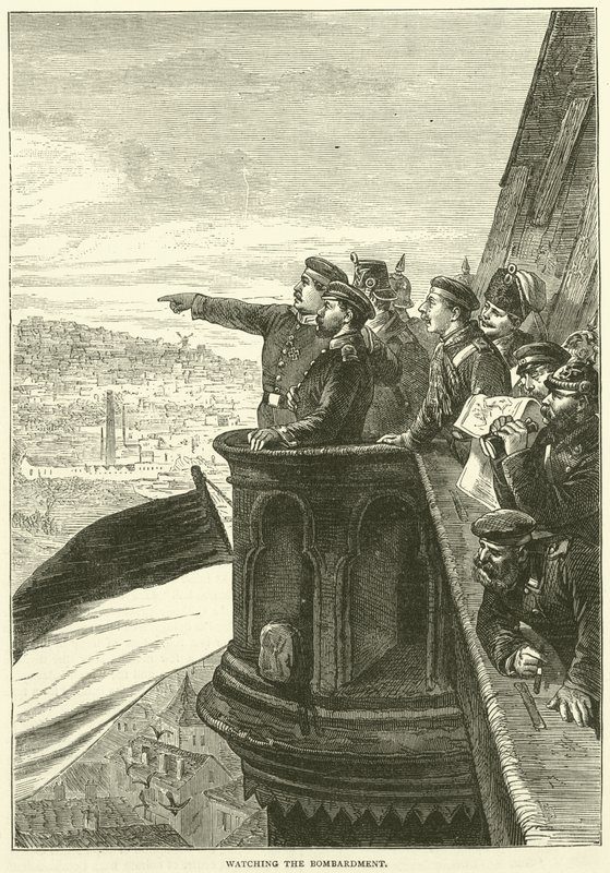 Tittar på bombardementet, december 1870 av English School