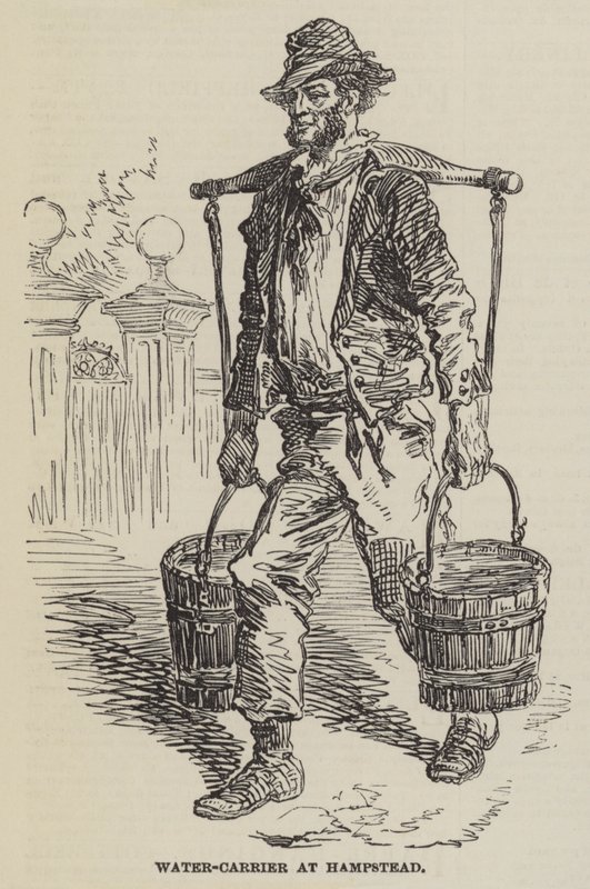 Water-Carrier at Hampstead (gravyr) av English School