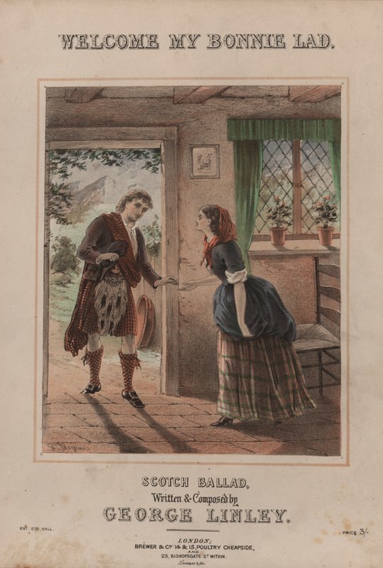 Welcome My Bonnie Lad (färg litho) av English School