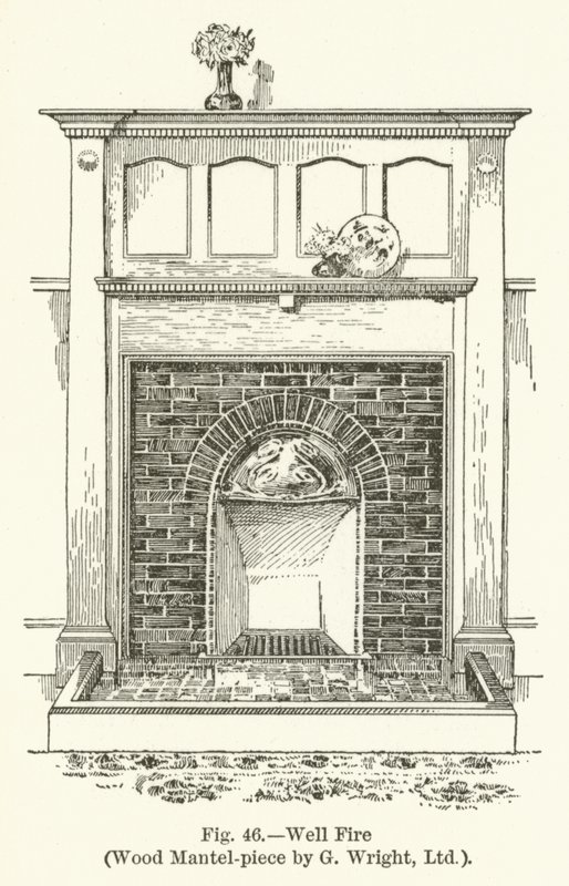 Well Fire, Wood Mantel-stycke av G Wright av English School