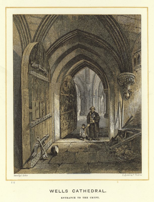 Wells Cathedral, ingången till kryptan av English School