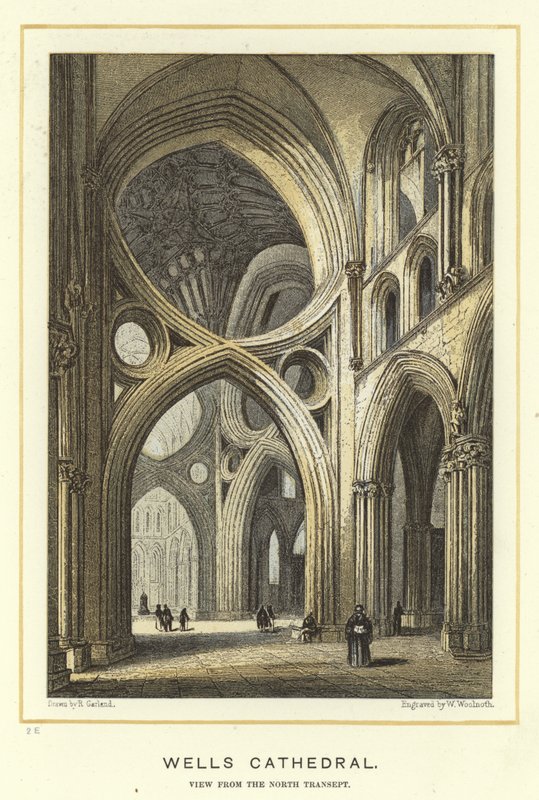 Wells Cathedral, utsikt från norra korsarmen av English School