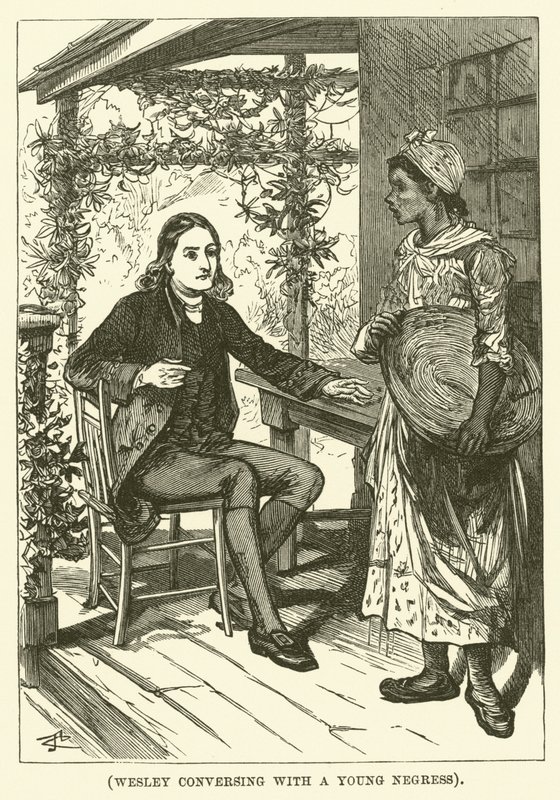 Wesley samtalar med en ung negress (gravyr) av English School