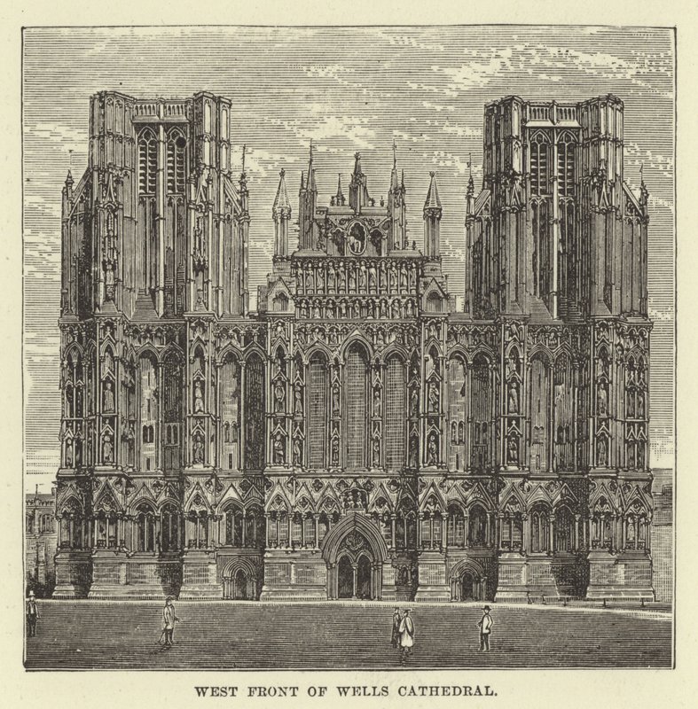 Västra framsidan av Wells Cathedral av English School