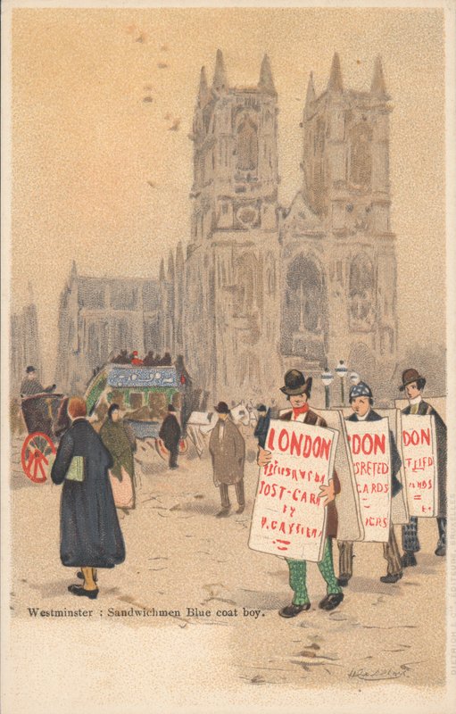 Westminster Abbey, London, smörgåsman, blå rockpojke av English School
