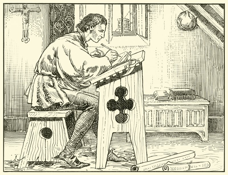 William Evesham Writing (bläck på papper) av English School