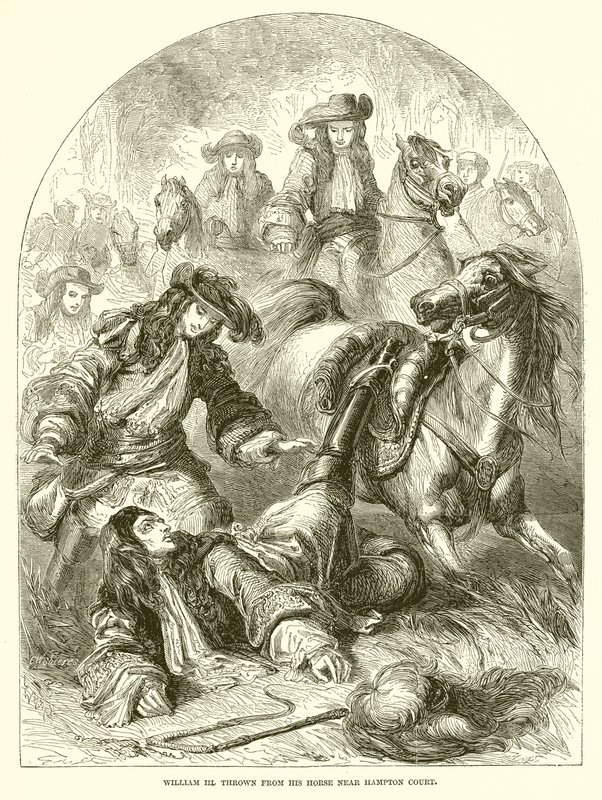 Vilhelm III. kastad från sin häst nära Hampton Court av English School