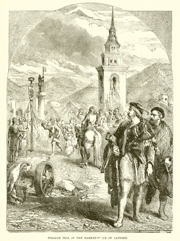 William Tell på marknadsplatsen i Altdorf av English School