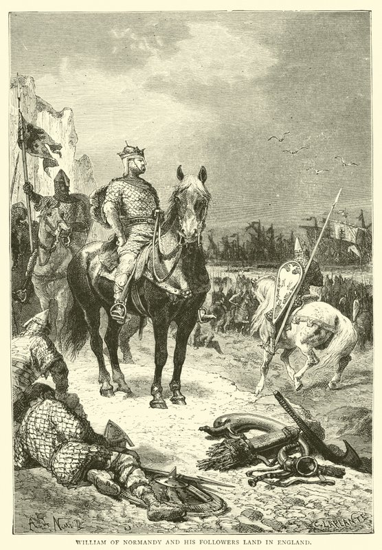 Vilhelm av Normandie och hans anhängare landar i England av English School