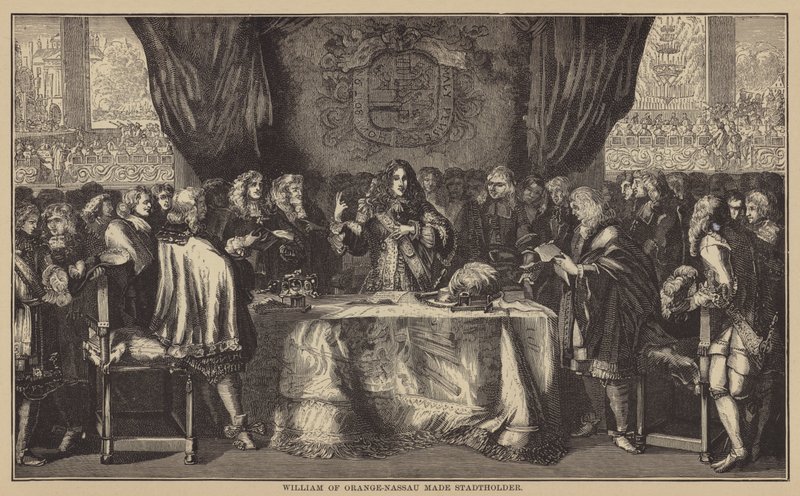 Vilhelm av Oranien-Nassau gjorde Stadtholder (gravyr) av English School