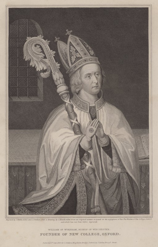 William av Wykeham, biskop av Winchester, grundare av New College, Oxford (gravyr) av English School