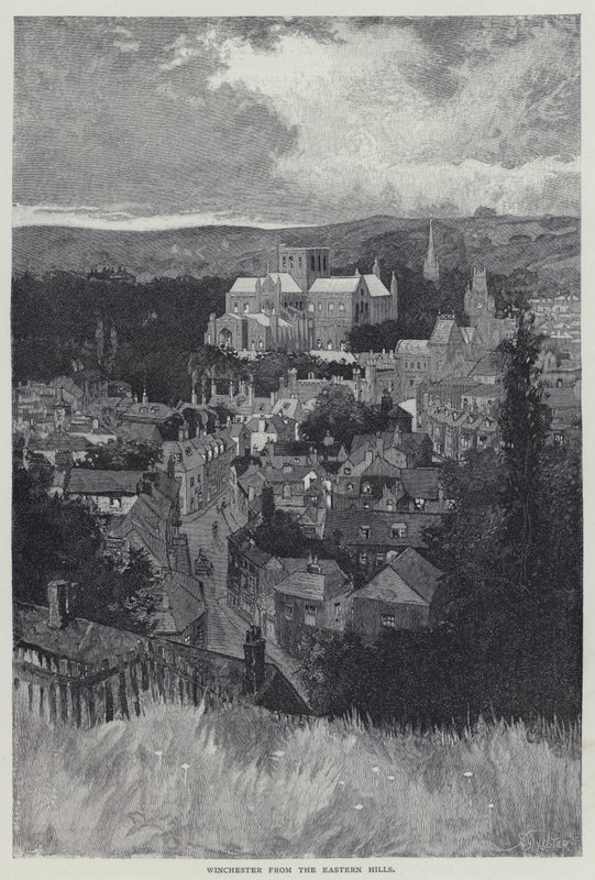Winchester, från Eastern Hills (litho) av English School