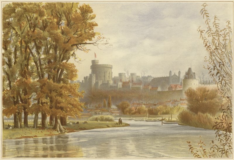 Windsor Castle från Themsen av English School