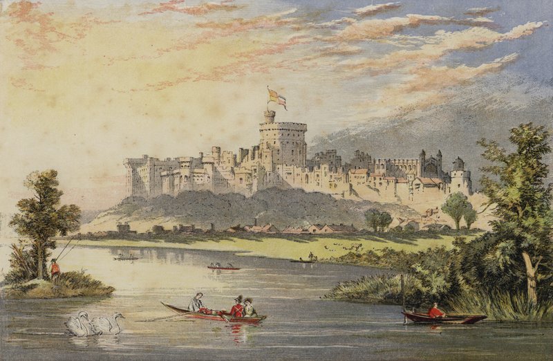 Windsor Castle från Themsen av English School