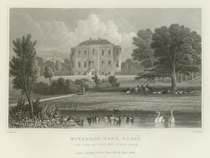 Wivenhoe Park, Essex, säte för generallöjtnant States Rebow av English School