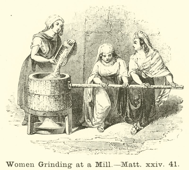 Kvinnor som maler på en kvarn, Matt, xxiv, 41 av English School