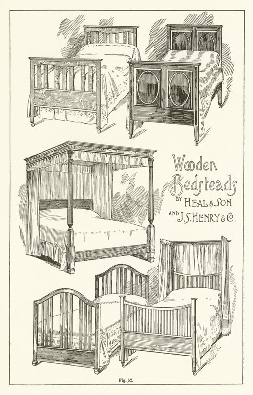 Wooden Bedsteads, av Heal and Son och J S Henry and Company av English School