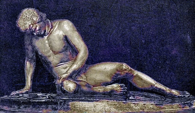 Wounded Gaul, illustration från History of Rome av Victor Duruy, publicerad 1884 (digitalt förbättrad bild) av English School