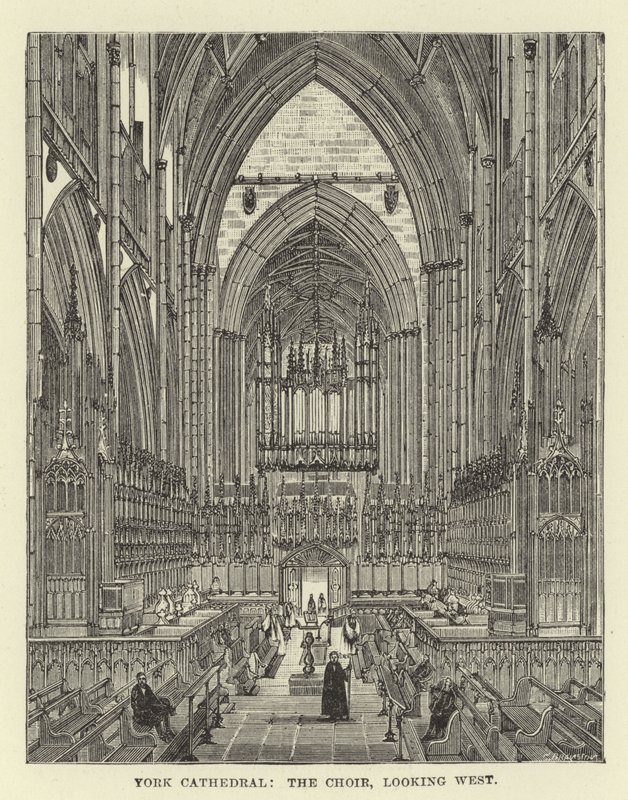 York Cathedral, kören, tittar västerut av English School
