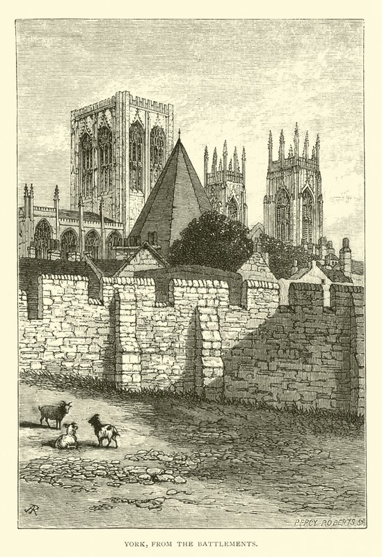 York, från Battlements av English School