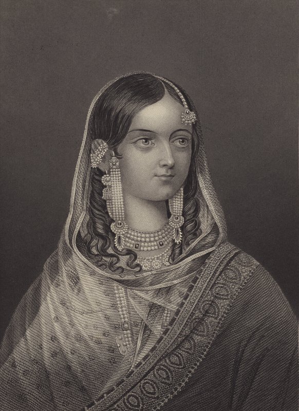Zinat Mahal, favorithustru till Bahadur Shah II, den siste mogulkejsaren (gravyr) av English School