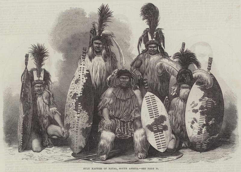Zulu Kaffirs of Natal, Sydafrika (gravyr) av English School