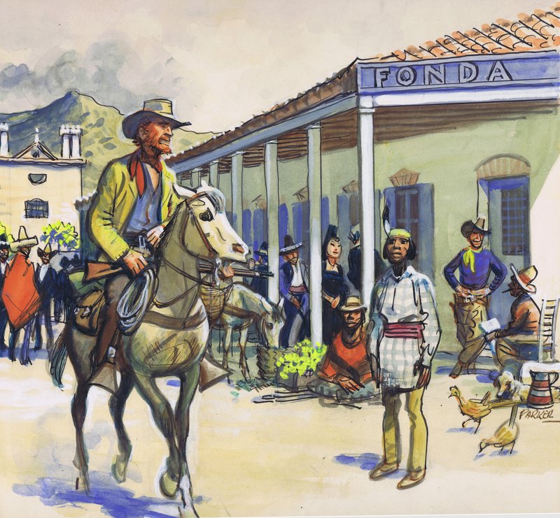 La Fonda, Santa Fe (gouache på papper) av Eric Parker