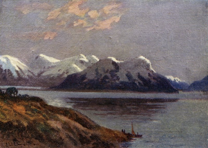 Kväll på kanalen, Tierra del Fuego av Ernest William Christmas