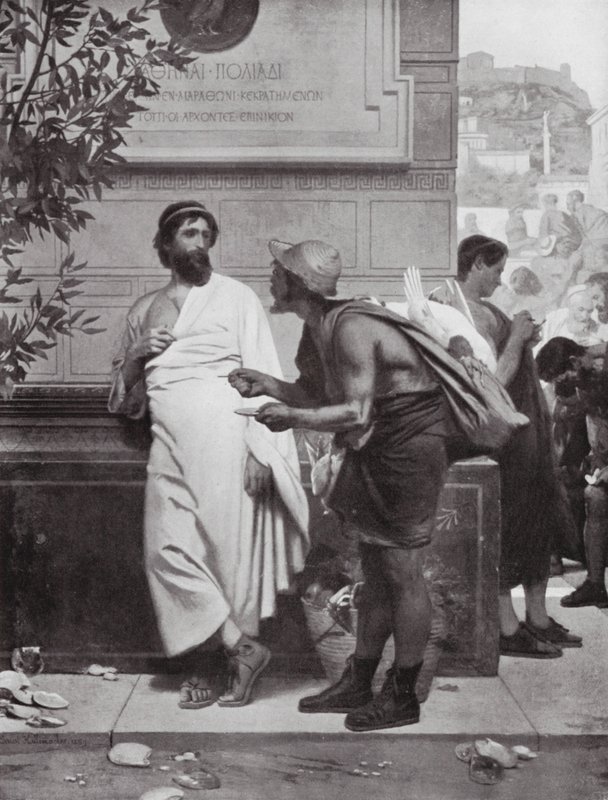 Aristides och bonden (litografi) av Ernest (1818 87) Hillemacher