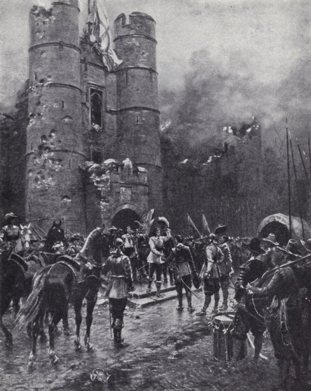 Arton månaders belägring av Donnington Castle, Berkshire, under det engelska inbördeskriget av Ernest (after) Crofts