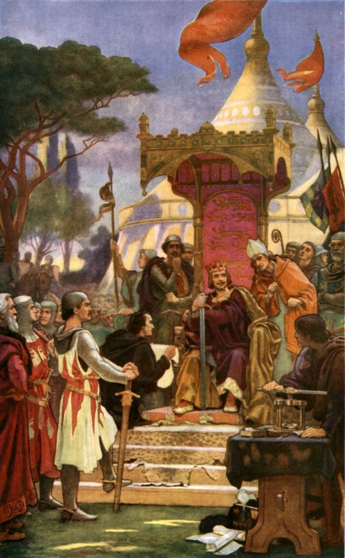 King John signerar Magna Carta av Ernest (after) Normand
