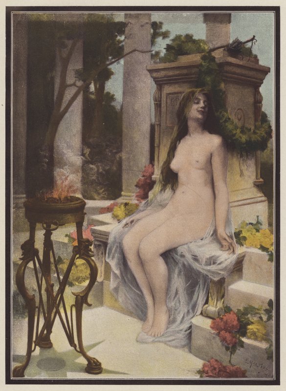Ett erbjudande om kärlek (färg litho) av Ernest Edouard Martens