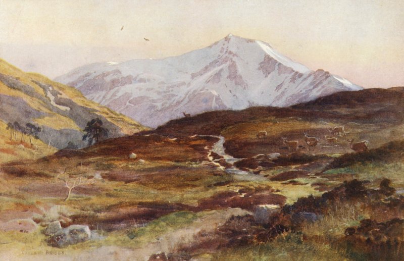 Ben Lui, i april, från Strath Fillan (färglitografi) av Ernest Edward Briggs