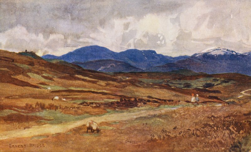 Blick västerut från Lochinvar (färglitografi) av Ernest Edward Briggs