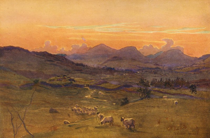 Ken-dalen, kväll (färglitografi) av Ernest Edward Briggs