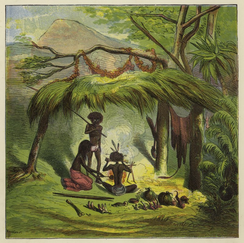 Ashanti-familjen dricker te av Ernest Henry Griset