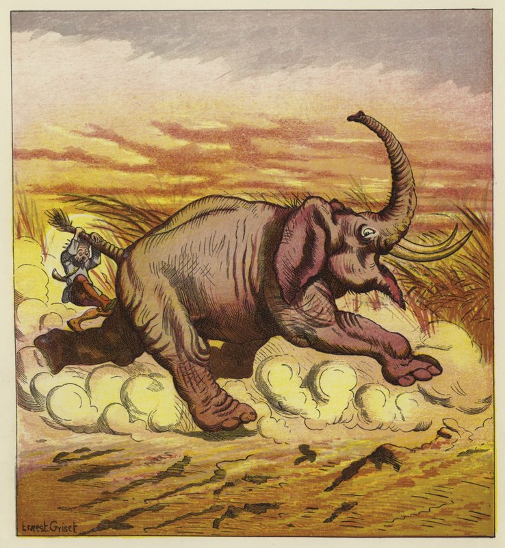 Jim Bold och en arg elefant av Ernest Henry Griset
