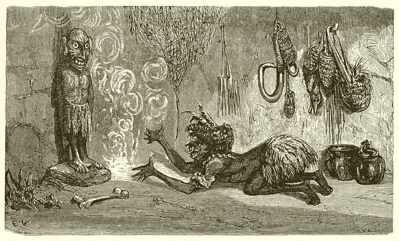 Mannen och hans trädgud av Ernest Henry Griset