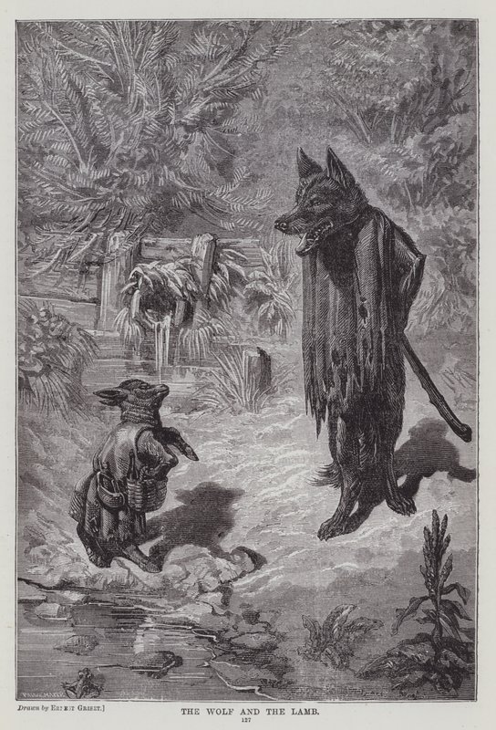 Vargen och lammet (gravyr) av Ernest Henry Griset
