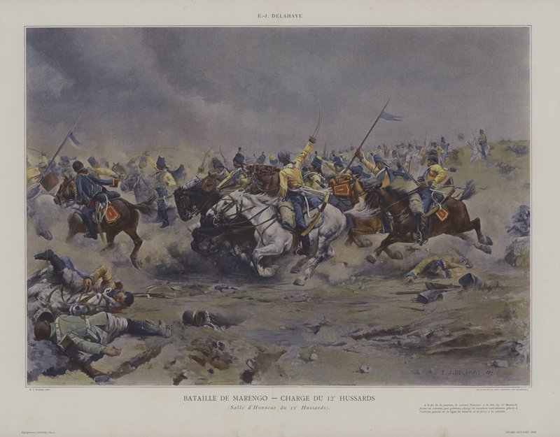 Bataille de Marengo - Charge du 12e Hussards (Charge of the 12th Hussars at the Battle of Marengo) av Ernest Jean Delahaye