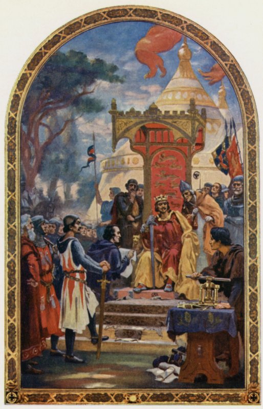 King John signerar Magna Charta (färg litho) av Ernest Normand