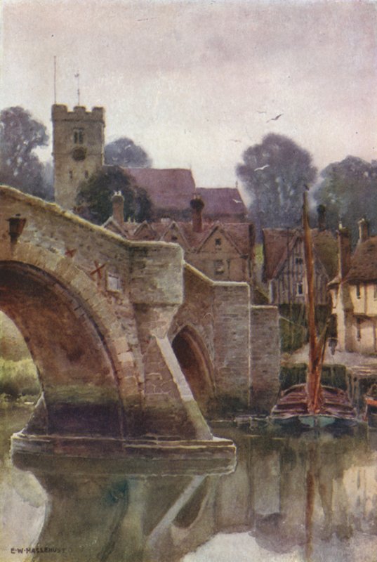 Aylesford (färg litho) av Ernest William Haslehust