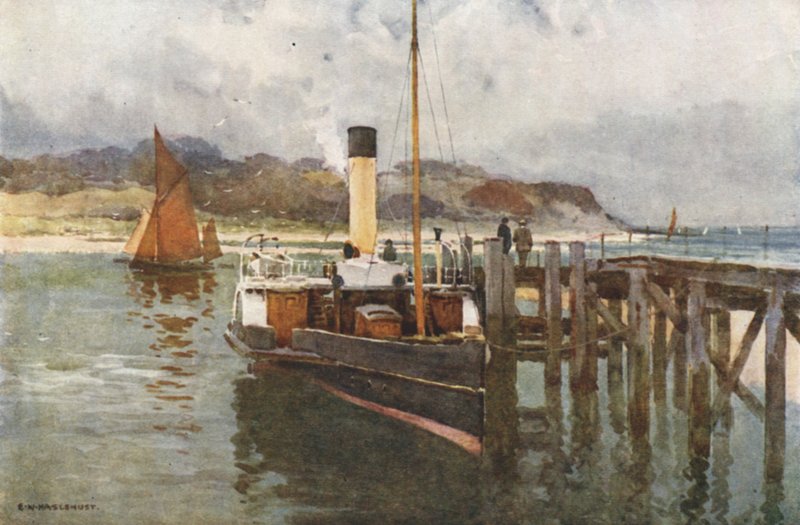 Bembridge Harbor (färg litho) av Ernest William Haslehust