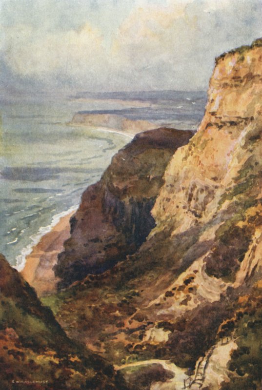 Blackgang Chine (färg litho) av Ernest William Haslehust