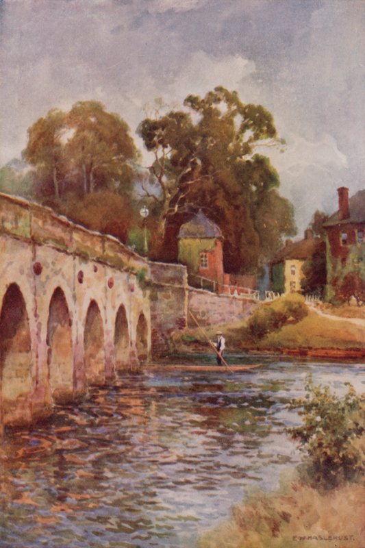 Clopton Bridge, Stratford-on-Avon (lito i färg) av Ernest William Haslehust