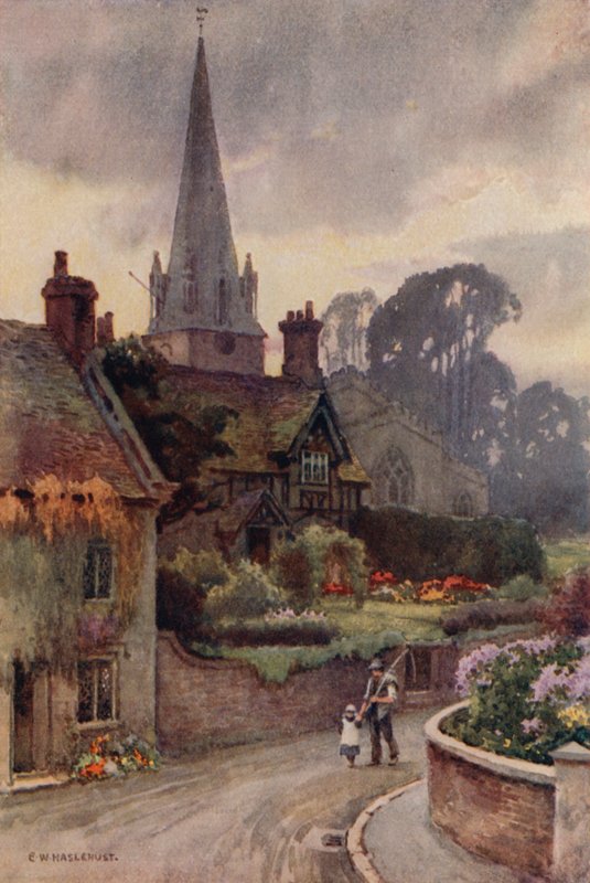 Edwinstowe (färg litho) av Ernest William Haslehust