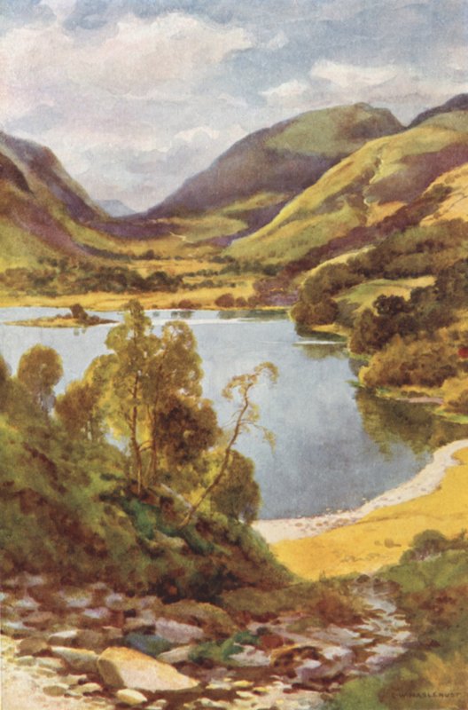 Grasmere från Loughrigg (färg litho) av Ernest William Haslehust