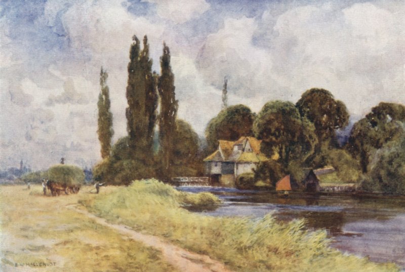Iffley Mill (färg litho) av Ernest William Haslehust